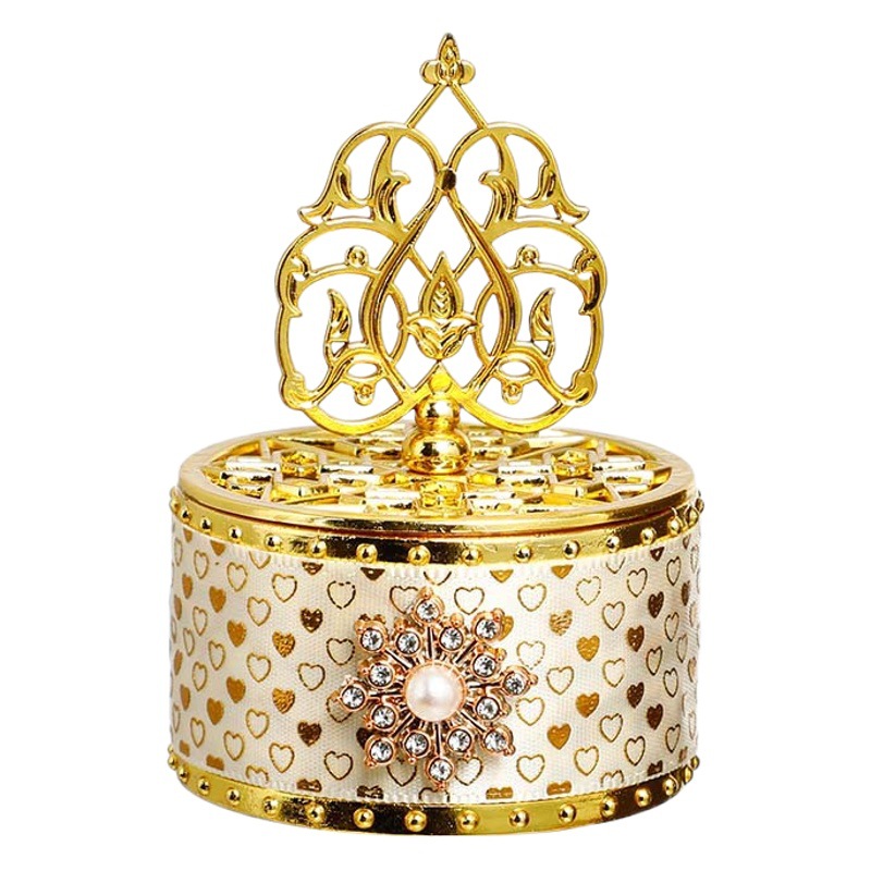 Western-style wedding candy box Golden round electroplated plastic box baby full moon return small jewelry storage box wholesale