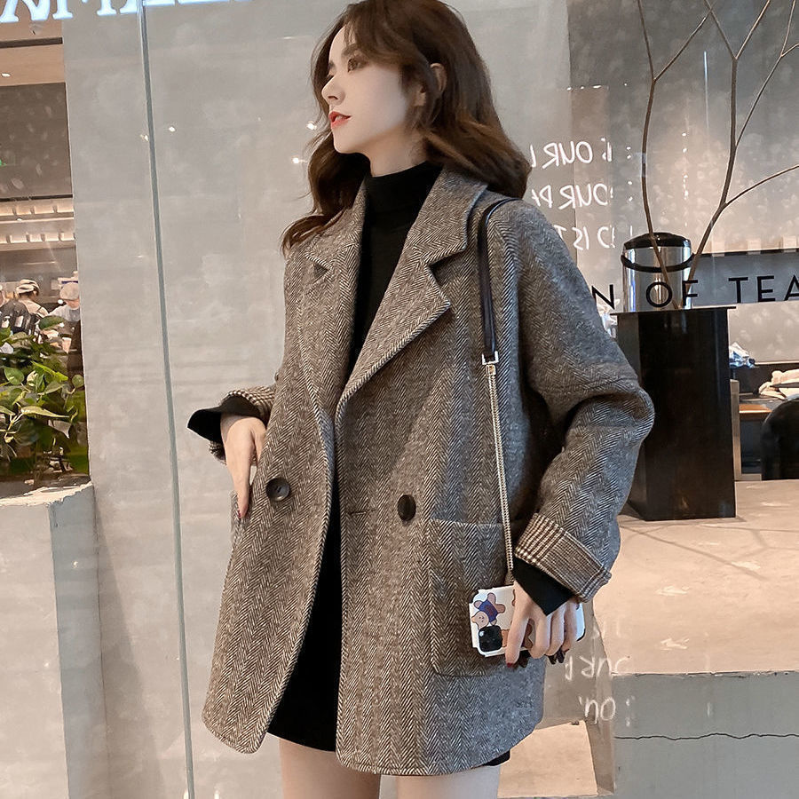 Suit Jacket Women's Autumn and Winter 2025 New Korean Style British Style Woolen Loose Slim Casual Small Suit Top