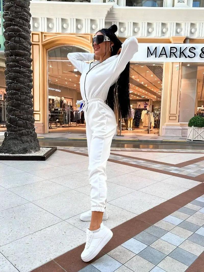Picture of Cross-border Best Selling 2024 Amazon ebay Sports Casual Women's Clothing Hooded Rope Leg Jumpsuit suit