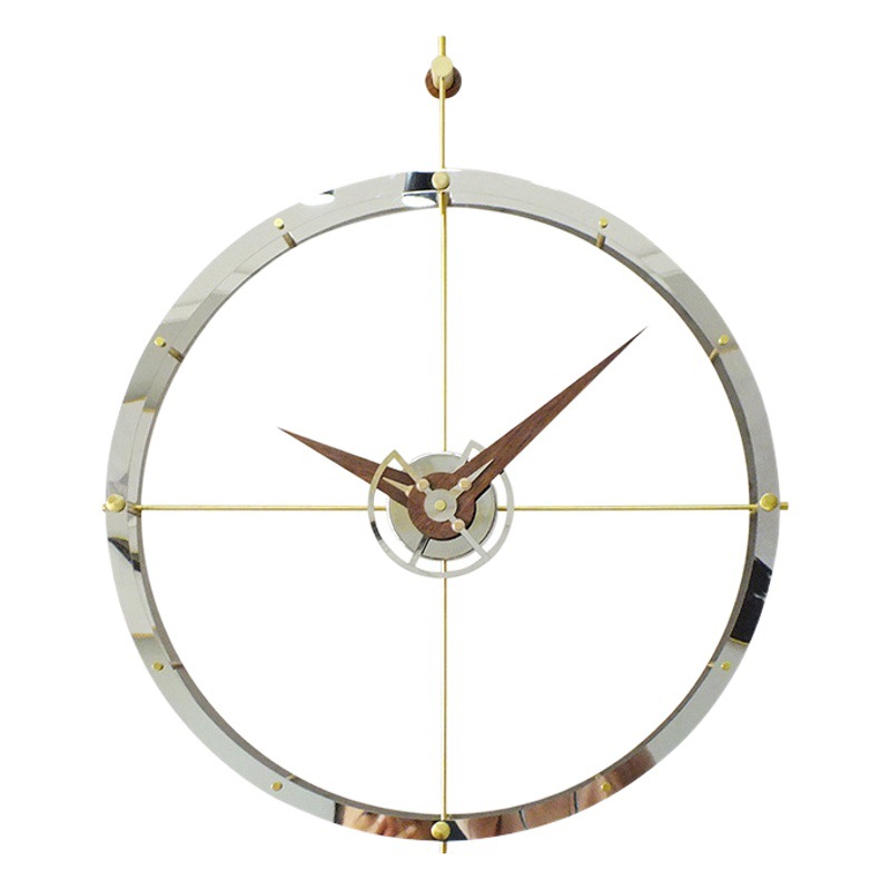 Nordic Modern Simple Creative Spanish nomon Wall Clock Black Walnut Hands Stainless Steel Ring Brass Clock