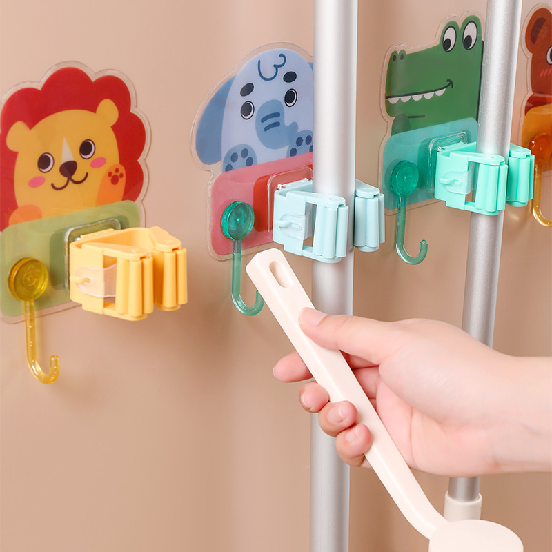 Seamless Hook Mop Rack Toilet Hole-free Mop Hook Wall Hanging Broom Holder Mop Clip Hanger