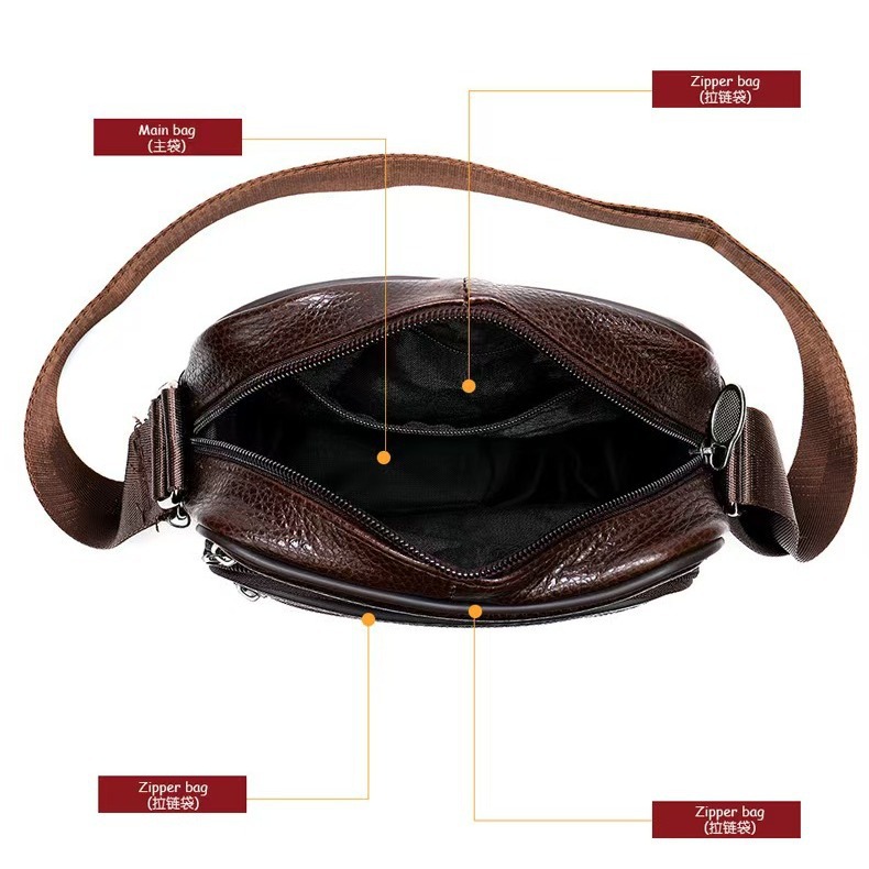 Picture of New Leather Vertical Crossbody Bag Small Bag Men's Backpack Business Shoulder Bag Men's Top Layer Cowhide Casual Small Satchel