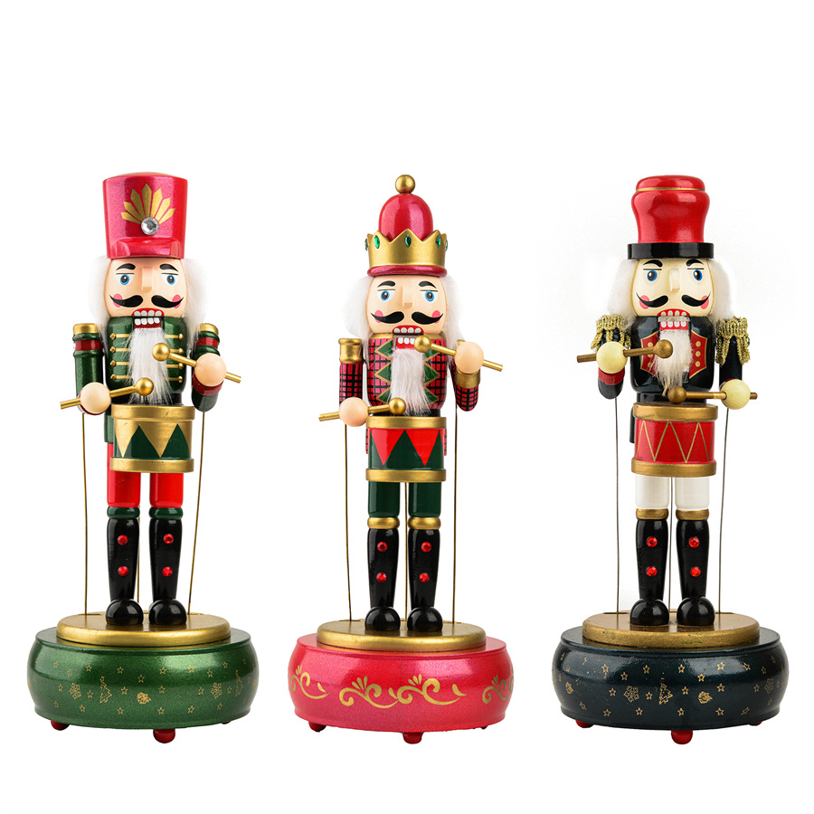 Wooden European Style Good Quality Nutcracker Music Box Music Box Hand and Mouth Movable Christmas Birthday Holiday Gift