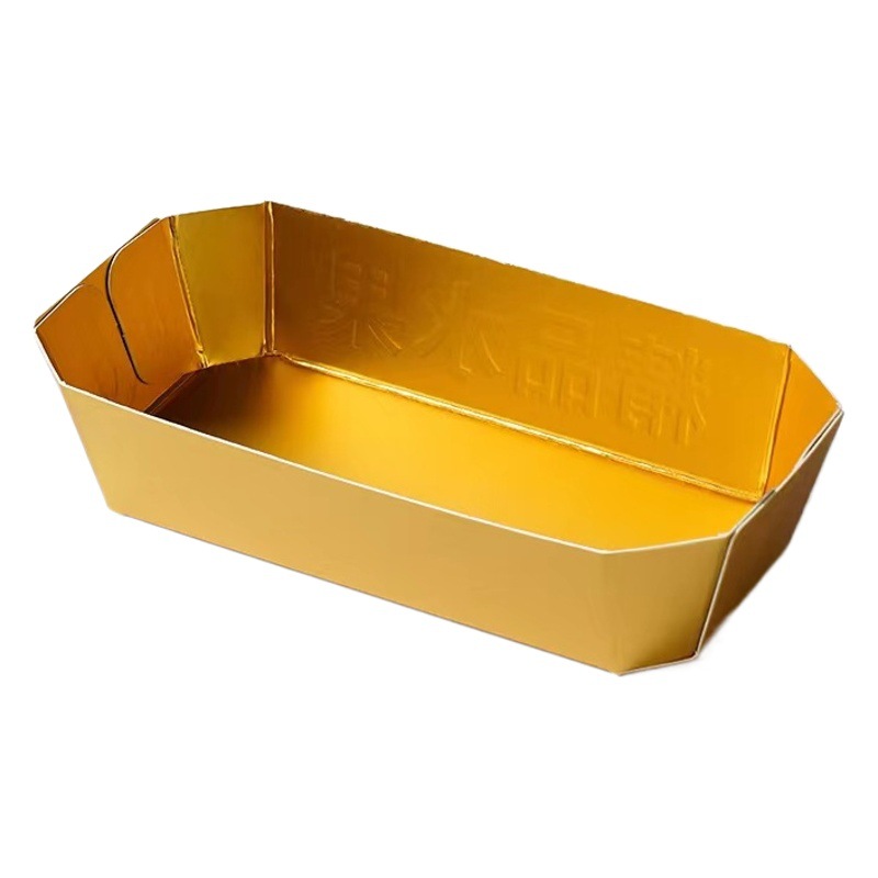 New Disposable Fruit Packaging Paper Boat Box Golden Boat-Shaped Classy Cherry Grape Pipa Paper Boat-Shaped Tray