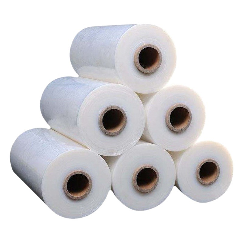 Five times stretch large mother roll film manufacturers directly supply the stretched wrapping film mother roll for the industrial cling film machine.