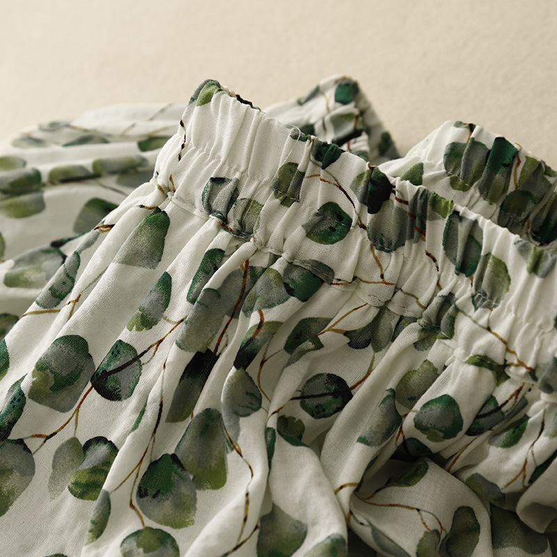 Picture of Real shot 2024 summer bubble pleated cotton fresh floral plus size women's dress mid-length skirt Risen skirt women
