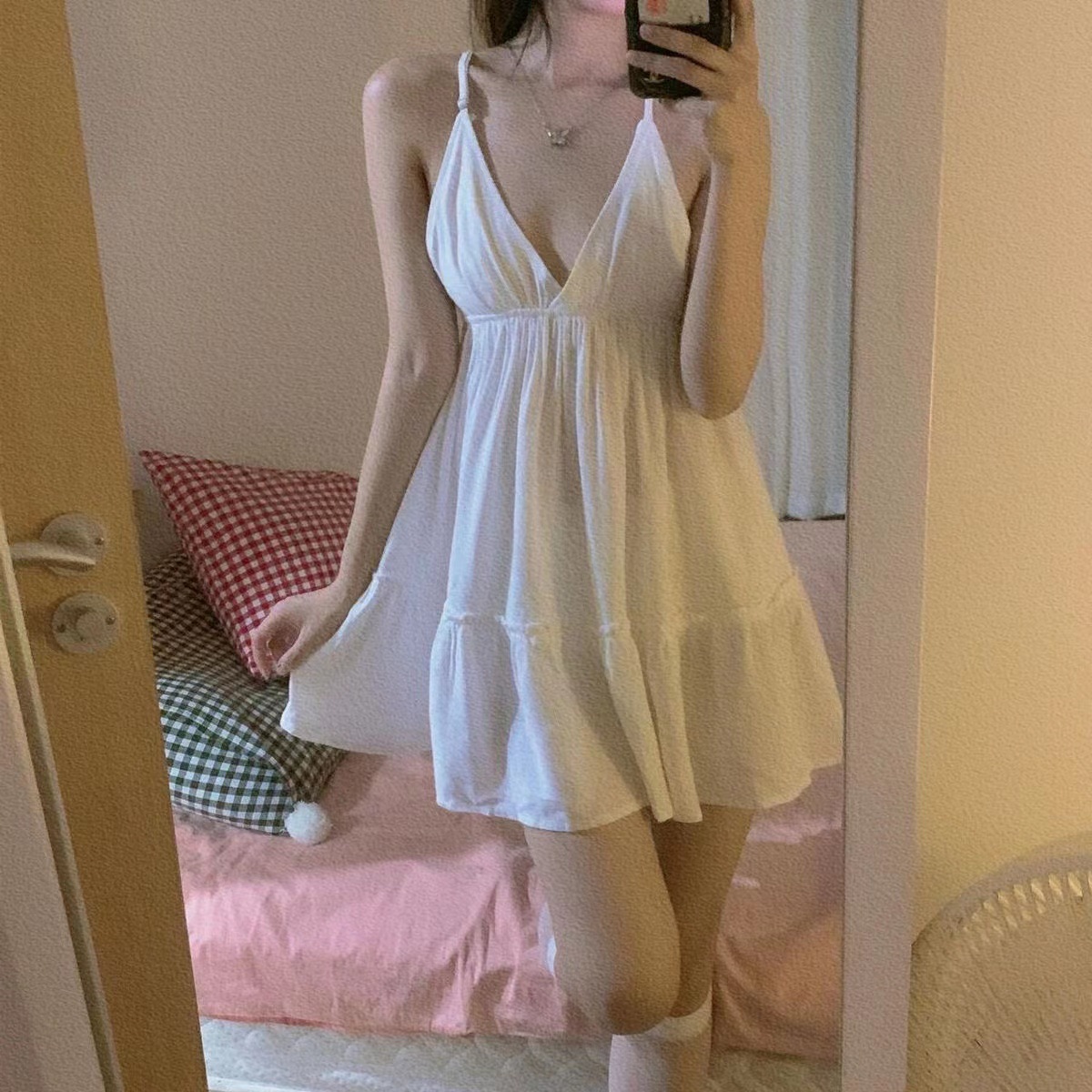Pure Desire Ice Silk Pajamas Women's Spring New Sexy Temptation Beautiful Back Sling Nightgown Private Interior Pajamas Home Clothes