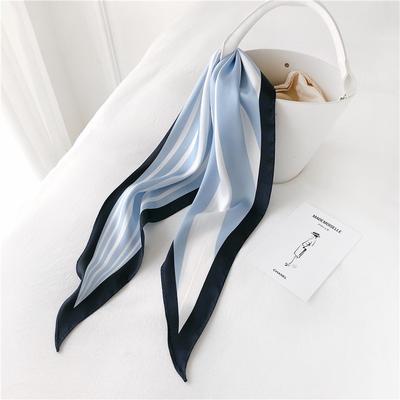Spring and Autumn Blue Four Seasons Universal Japanese and Korean Sweet Decorative Twill Beam Prismatic Scarf in stock Women Printed Scarf