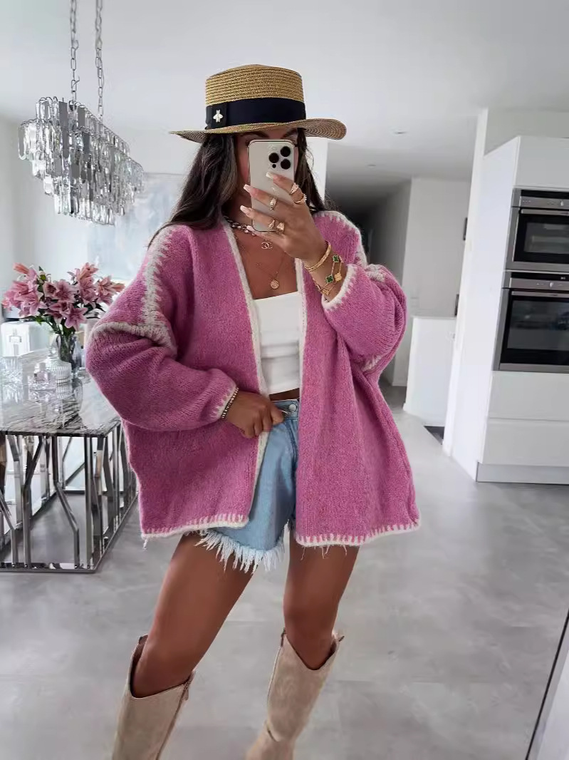 Picture of 2025 Cross-Border Autumn and Winter European and American Amazon New Knitwear Cardigan Knitwear Loose Large Size Women's Knitwear Jacket