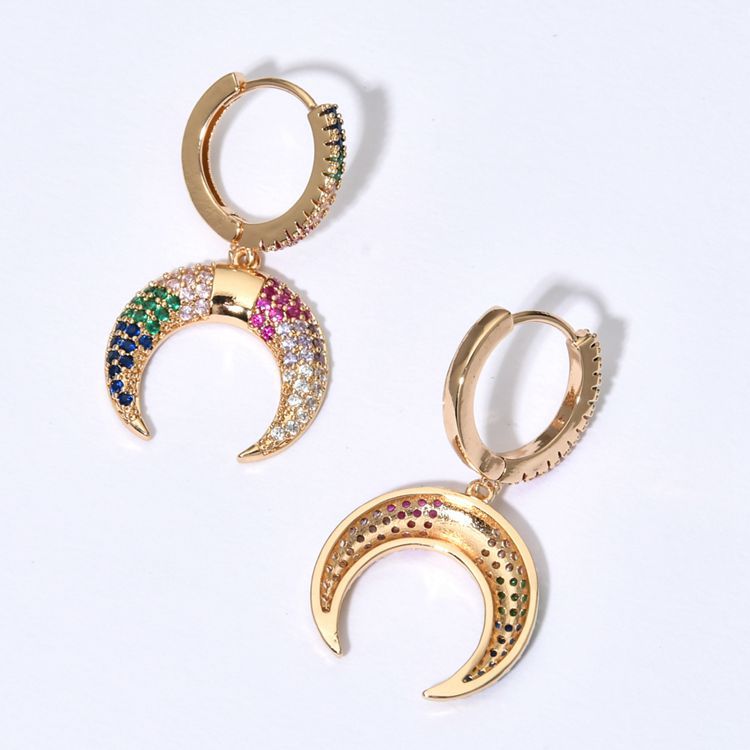 Picture of 2020 New Fashion Elegant Simple Colorful Horn Zircon Earrings Women/Girls Sweet Romantic Earrings