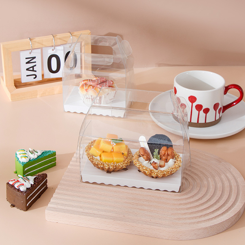 Picture of PET portable western point box 1/2/3 mousse cake box baking packaging moffin box transparent cupcake box