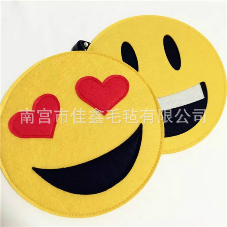 Felt Expression Bag Felt Smiley Hand Bag Felt Coin Purse Cosmetic Bag Cartoon Felt Storage Bag