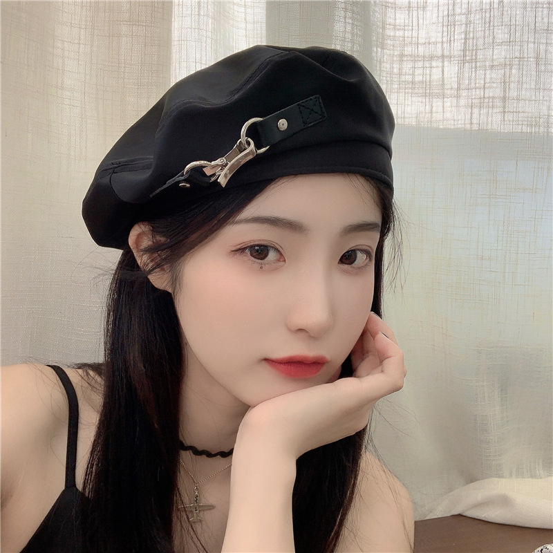 Cool Metal Beret for Women Korean Summer Silks and Satins Thin Breathable Painter Hat Internet Celebrity Elegant Octagonal Hat