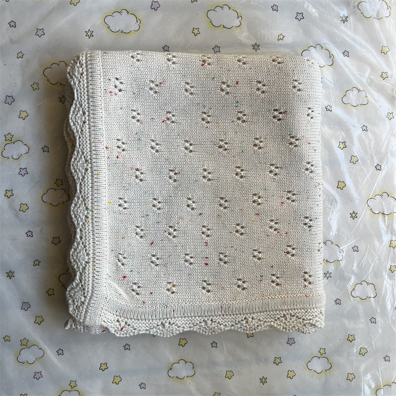 Picture of Small Lace Picking Hole Blanket Pure Cotton Nordic ins Style Baby Blanket All Seasons Universal Cotton Knitted Blanket Air-conditioning Blanket