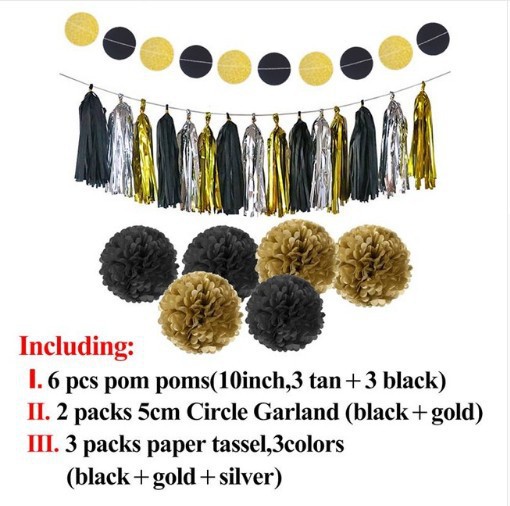 Picture of Amazon Birthday Holiday Party Wedding Decoration Supplies Paper Flower Ball Tassel Spiral Charm Birthday Flag