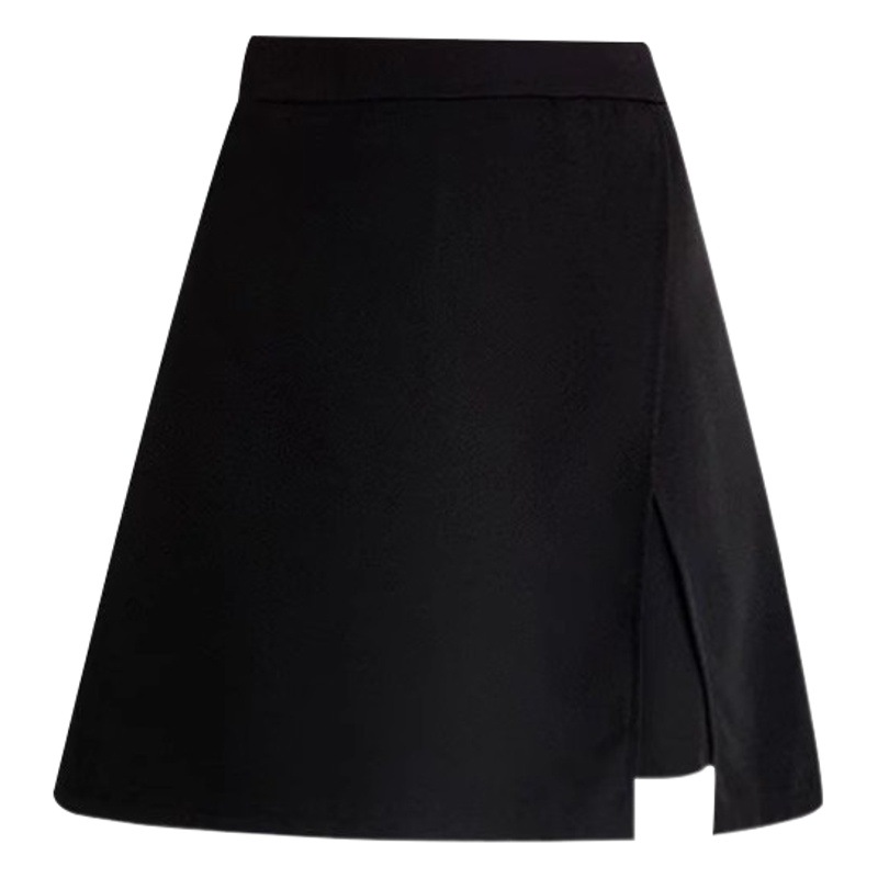 2024 plus size chubby girl High Waist Slimming Temperament Meat Covering Small Black Skirt Women's Summer Split A- Line Skirt