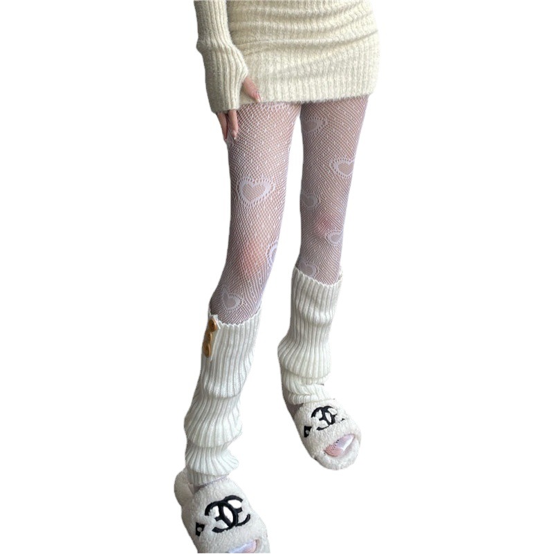Love jacquard mesh socks sweet Japanese cute girl Lolita ins stockings pantyhose women