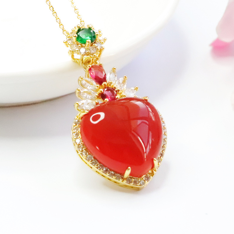 Picture of Yuyu natural red agate pendant chalcedony love necklace cross-border best selling factory wholesale generation MN2102001