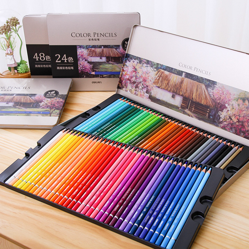 Deli 6567 Oil-Based Colorfuled Pencil Iron Box 36 Colorfuls 48 Colorfuls 72 Colorfuls Colorfuling Pen Sketch Painting Colorfuled Lead