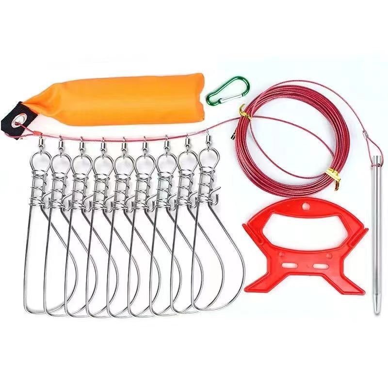Picture of Luya Live Fish Buckle Lock Fish Set Portable Stainless Steel Fish Lock Buckle Fish Lock Fish Rope 5 Buckle Fishing Accessories