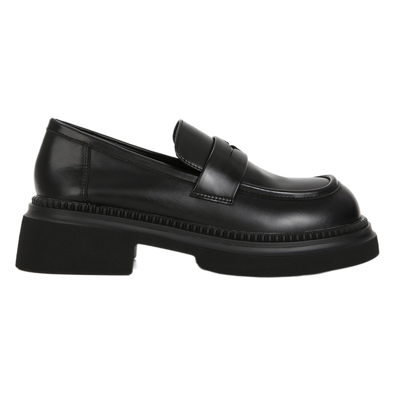 2025 Spring New British Style Vintage Brushed Thick-Soled Slip-On Loafers for Women