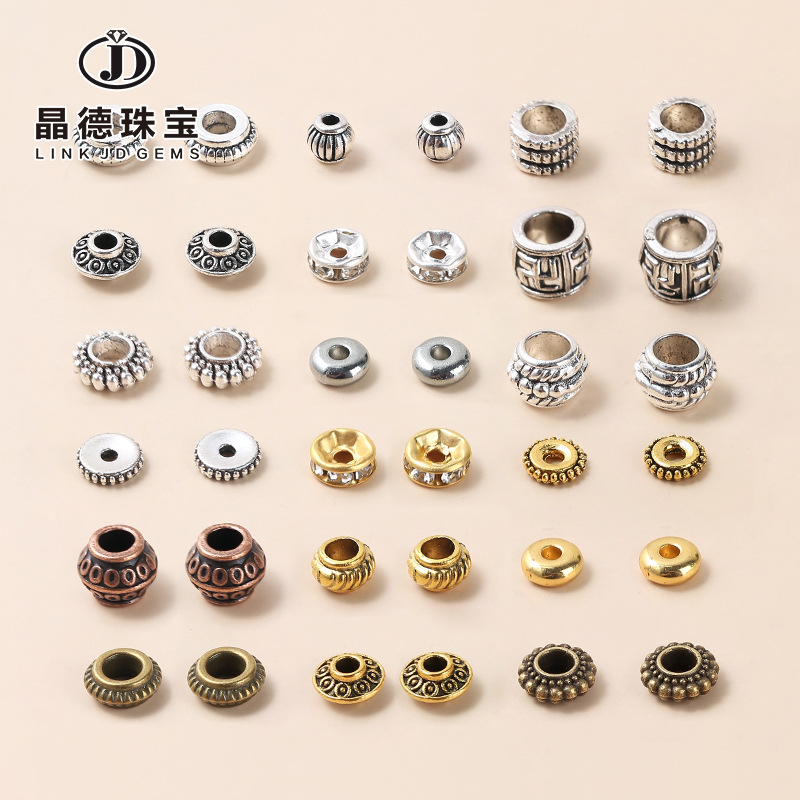 Xizang silver zinc alloy disc Diamond beads accessories abacus beads handmade diy bracelet jewelry accessories loose beads wholesale
