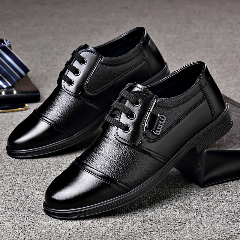 One PieceNew Men's Leather Shoes Men's Shoes Formal Casual Shoes Lace-Up Business Leather Shoes Men's Round Toe Splicing Shoes