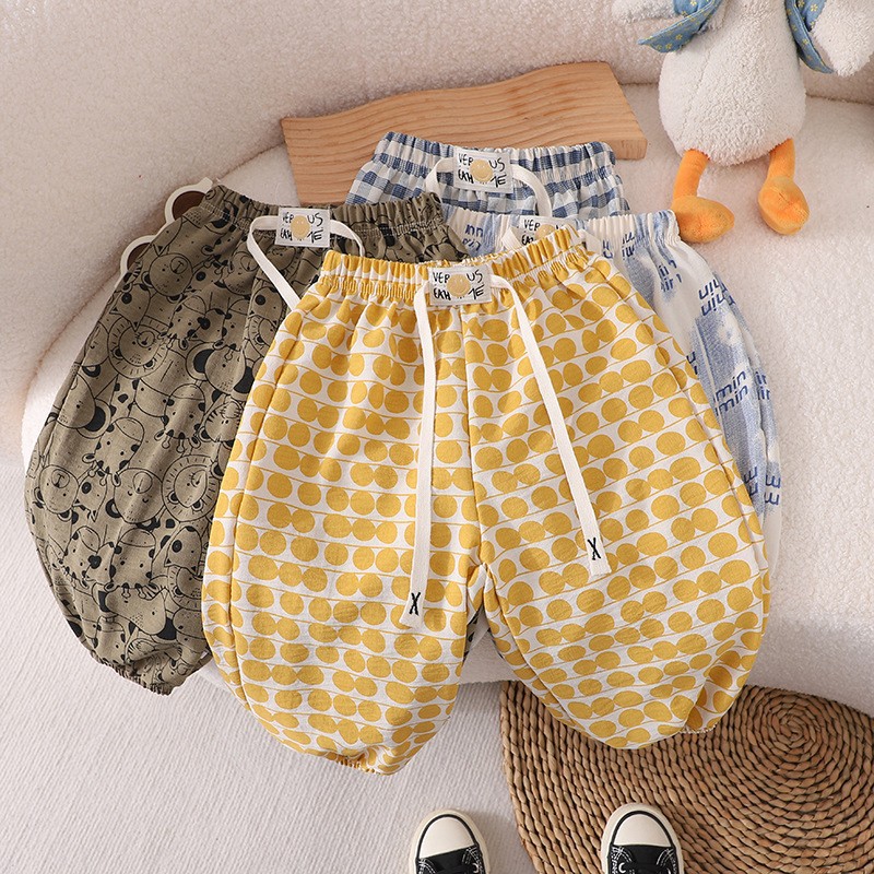 Children's Anti-Mosquito Pants Summer Boys' Thin Casual Lantern Pants Girls' Breathable Nine-Point Stylish Sports Pants Children's Pants