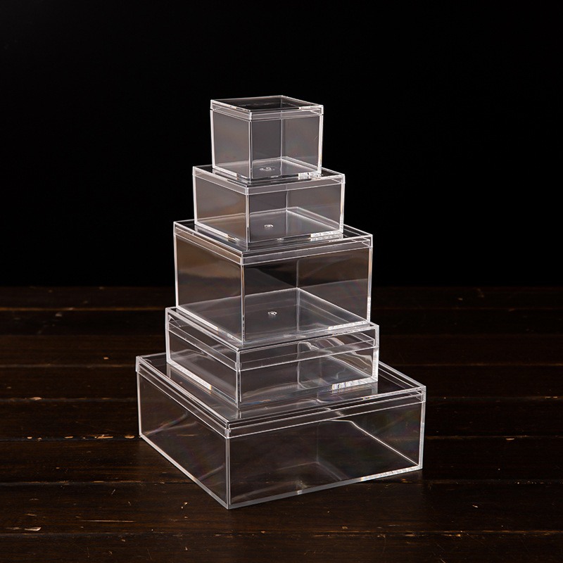 Square square plastic transparent box with lid semi-high food gift candy chocolate packaging plant landscaping box