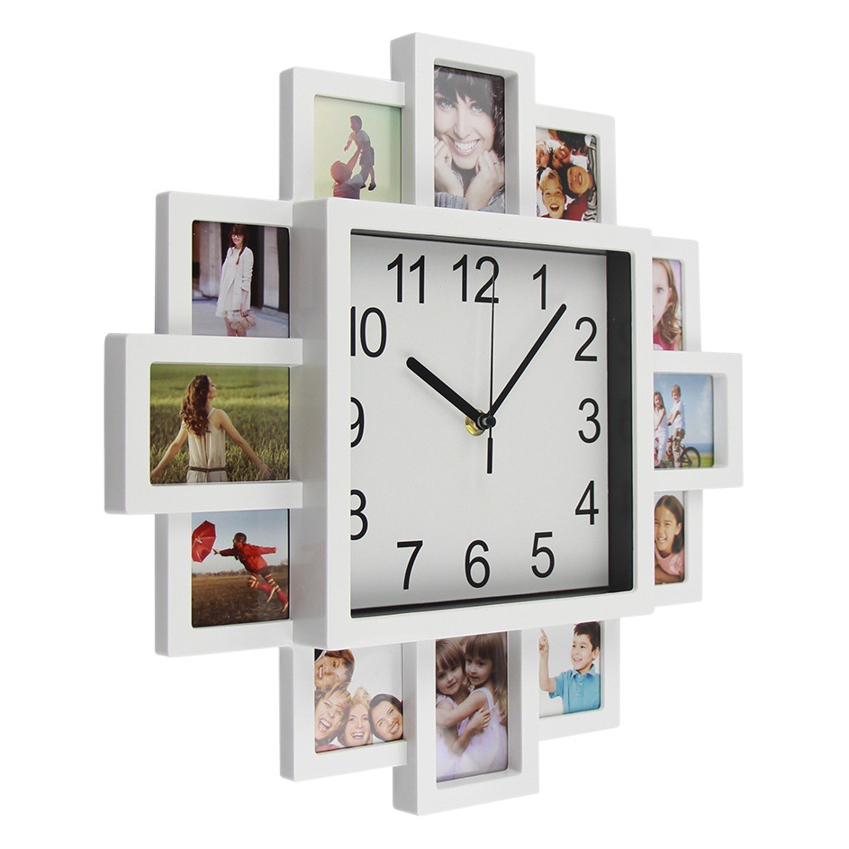 16inch Plastic Photo Frame Photo Creative Living Room Wall Clock Silent Clock Home Simple Clock Wall Hanging Watch Wholesale