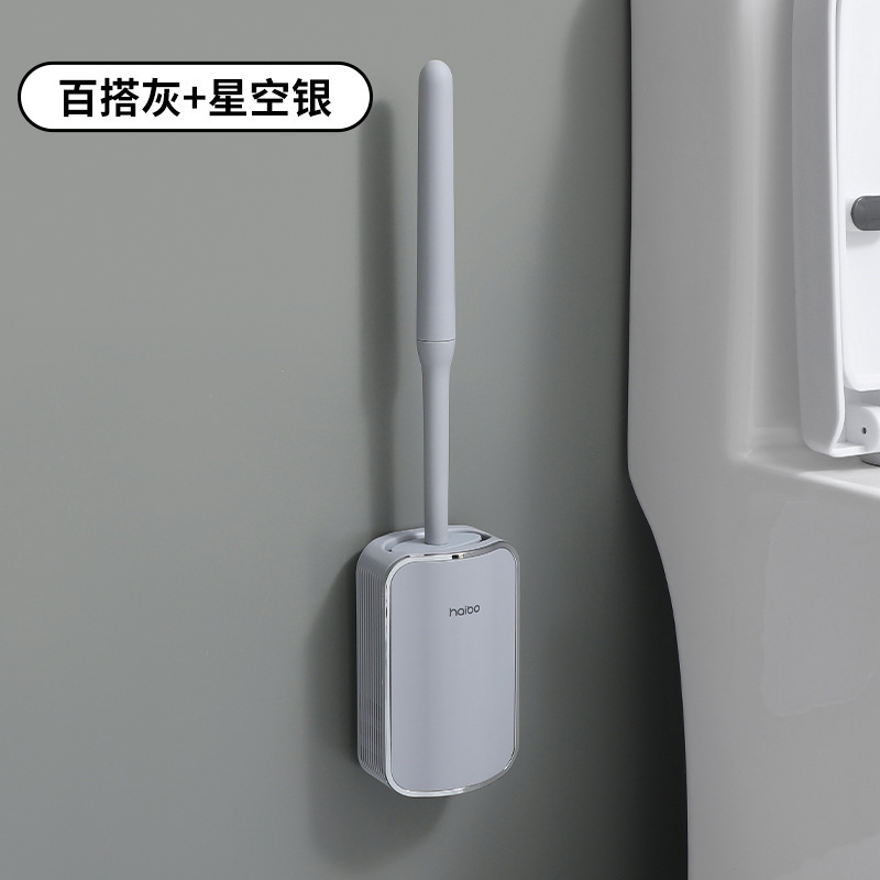 Picture of Silicone Toilet Brush Household No Dead Corner Toilet Brush No Punching Wall-Mounted Bathroom Squat Toilet Cleaning Brush