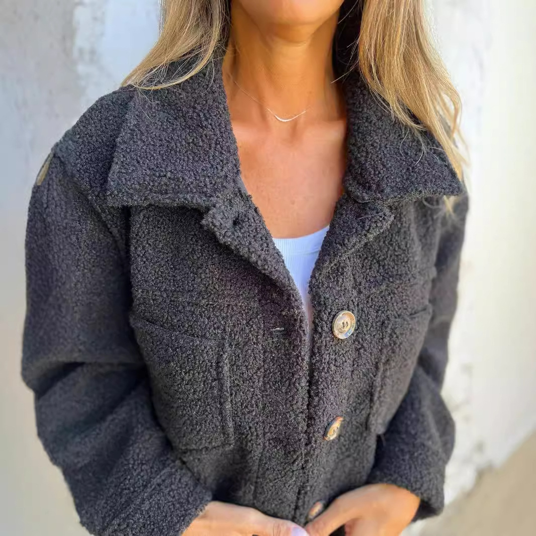 Picture of 2024 Independent Station New Amazon AliExpress-Fall/Winter Lapel Single-breasted Lamb Wool Jacket