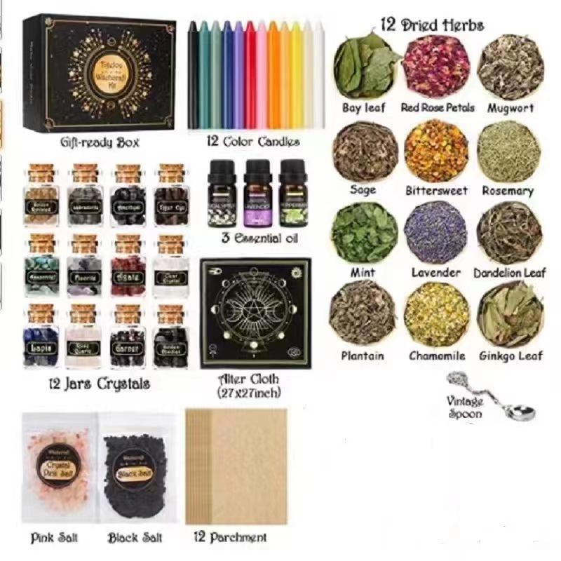 Picture of Cross-Border Stone Dried Flower Colorful Rod Wax Western Holiday Candle Set Wu European and American Popular Halloween Gifts