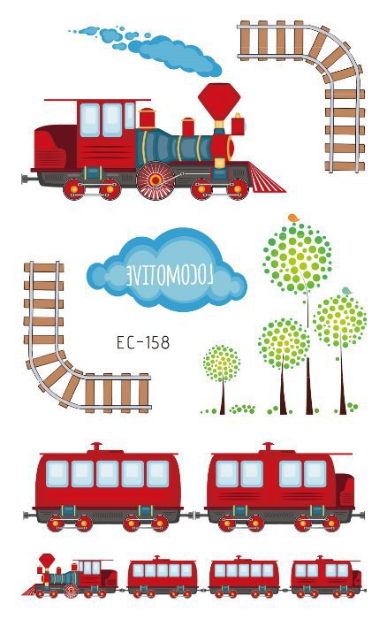 Picture of Children's Cartoon Transport tattoo Paper stickers Aircraft Ship Train Track Creative tattoo stickers