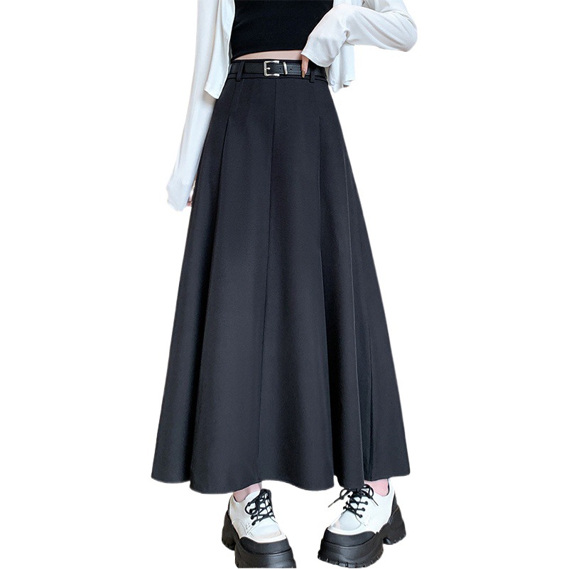 Skirt for Women in Autumn and Winter New Pleated Skirt Suit Mid-Length Skirt High Waist Slimming Look Elegant Elegant High-End Skirt