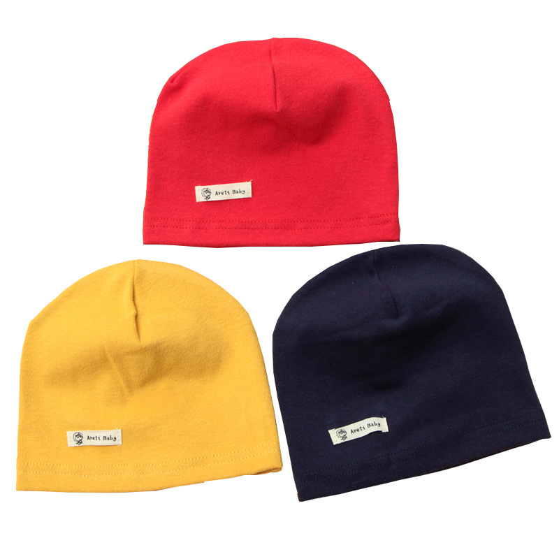 Picture of Single-layer thin spring and autumn children's cotton knitted hat baby hat newborn infant solid color cap