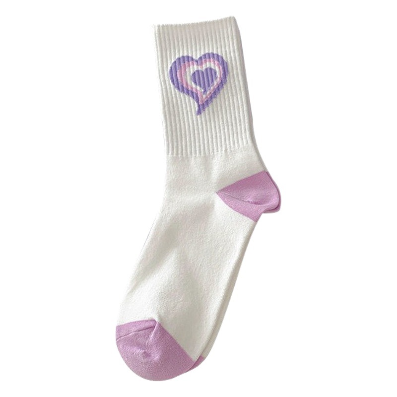 Women's socks Autumn New Japanese style mid-calf socks sweat-absorbent pink street long fashion socks ins Korean style Zhuji socks