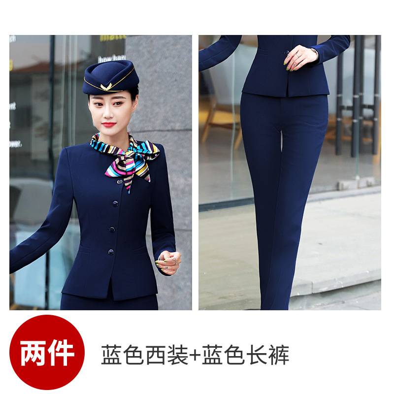 Picture of Stewardess Professional Suit for Women, Autumn and Winter Blazer Dress Set, Beautician Workwear, Hotel Front Desk Uniform, Aviation Work Clothes