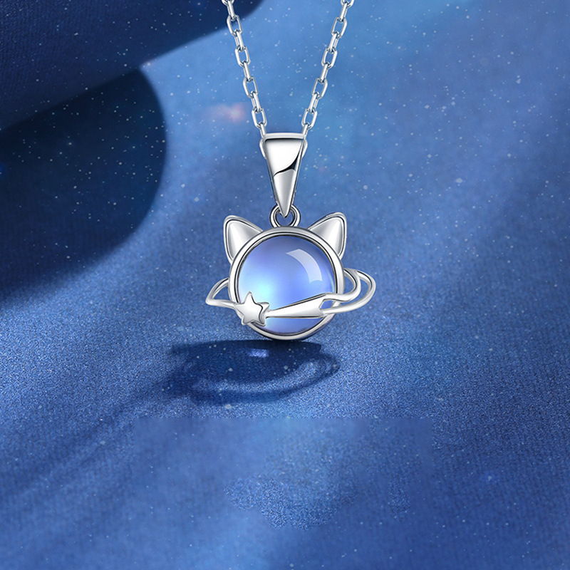 Ferris wheel planet cat necklace women's simple all-match S925 sterling silver niche design high-end 2023 Autumn New
