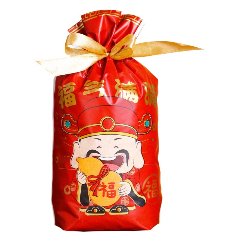 2025 New Year Snake Snowflake Crisp Packaging Bag Candy Bundle Pocket Drawstring Bag Nougat Packaging Bag Wholesale