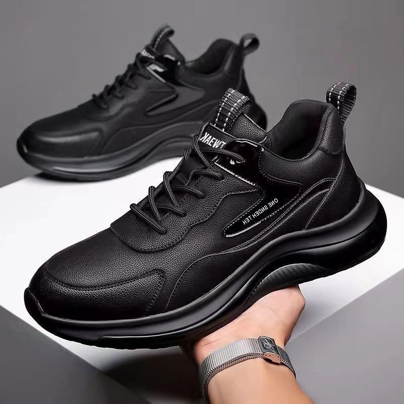 Spring and Autumn Thickened Men's Casual Shoes Thick Sole Leather Running Casual Sports Fashion Torre Shoes Men's Shoes All-match fleece-lined
