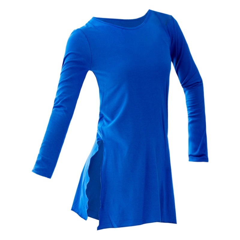 Dance Practice Clothes Tops Modern Ethnic Women's Modal Mid-Length Yoga Body Long-Sleeved Slit Adult Tight
