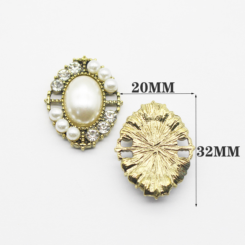 Picture of Cross-border hot sale 20*32mm Pearl Rhinestone alloy accessories DIY phone case clothing headdress hair clip accessories