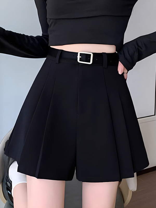 Internet Celebrity Casual Suit Pleated Shorts Women's 2024 Summer Loose Wide Leg Culottes High Waist Draped Ins Hot Pants