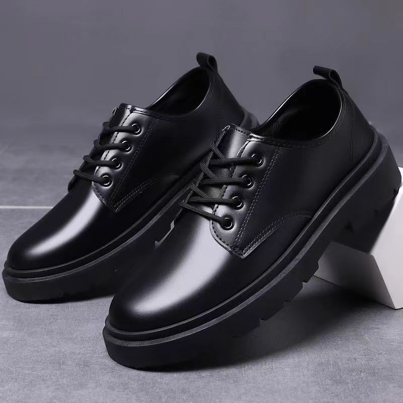 Leather shoes men's spring and autumn men's business British casual shoes Korean version versatile youth groom groomsmen black wedding shoes