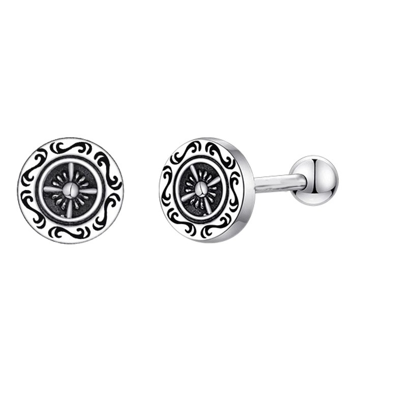Cross Ship Rudder Earrings for Men, Trendy and Unique 2025 New High-End Earrings, Wholesale from Manufacturer