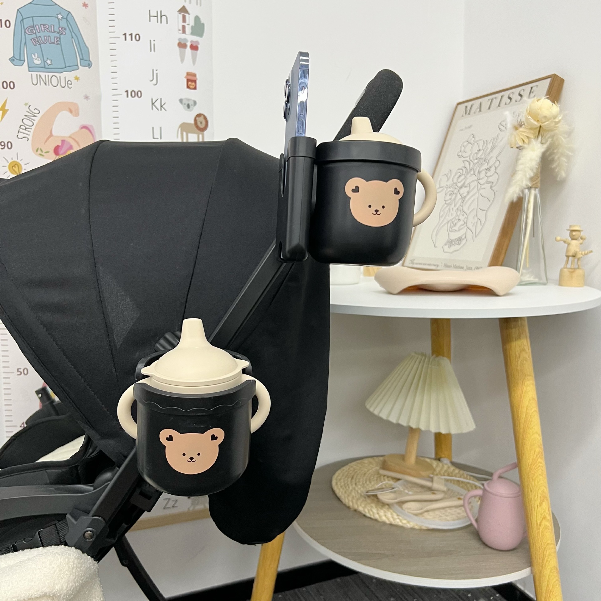 Picture of Ins Baby Stroller Bear Cup Holder Adjustable Baby Children Cup Holder Milk Bottle Milk Tea Universal Accessories Rack