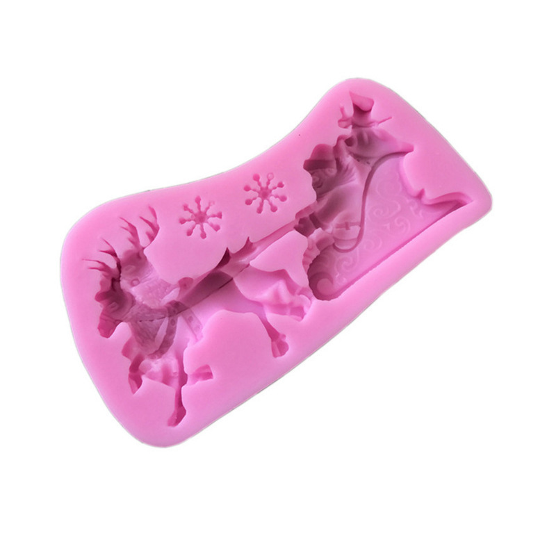 Santa Claus sled elk Christmas crafts model decoration mold silicone tool