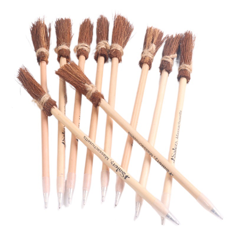 Professional custom wooden pole pencil magic stick pencil witch broom pen Harry Potter glasses frame craft pen witch