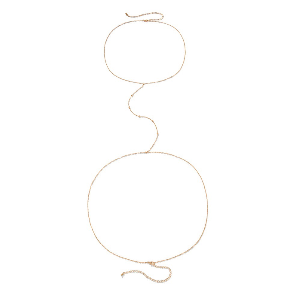 European and American Cross-border Jewelry Fashion Sexy Necklace One Chain Women's Simple Metal Round Bead Chain Body Chain Waist Chain
